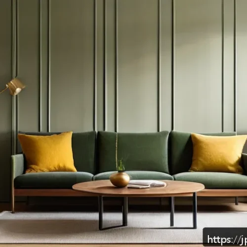 뉴트로 디자인의 장점과 단점 - A cozy living room interior featuring a balanced Neutro design style, combining vintage wooden furni...