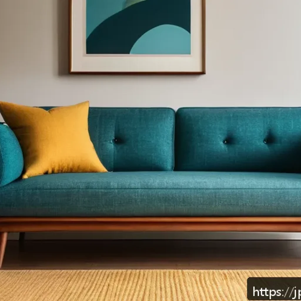 뉴트로 디자인의 아날로그 감성 - A cozy living room featuring a newtro design chair with rounded, soft edges made of rich walnut wood...