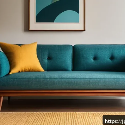 뉴트로 디자인의 아날로그 감성 - A cozy living room featuring a newtro design chair with rounded, soft edges made of rich walnut wood...